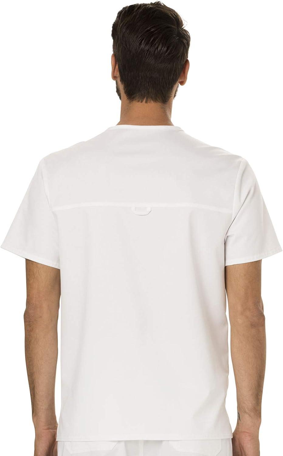 imageCherokee Premium Scrub Set for Men Modern Fit VNeck Top WW690 with Tapered Leg Button Closure amp Inside Drawstring Pant WW140White