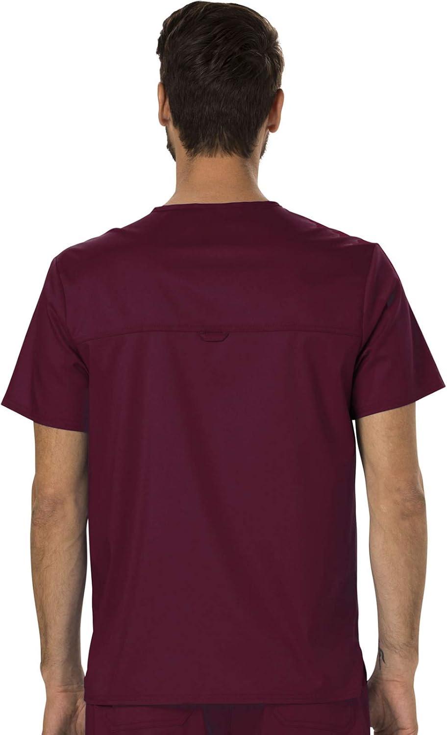 imageCherokee Premium Scrub Set for Men Modern Fit VNeck Top WW690 with Tapered Leg Button Closure amp Inside Drawstring Pant WW140Wine