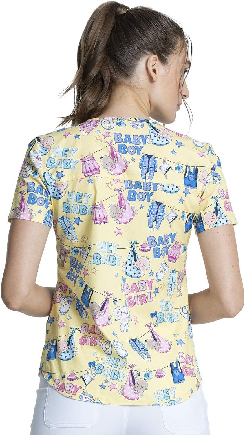 imageCherokee Prints Women Scrubs Top VNeck Print CK652Hey Baby
