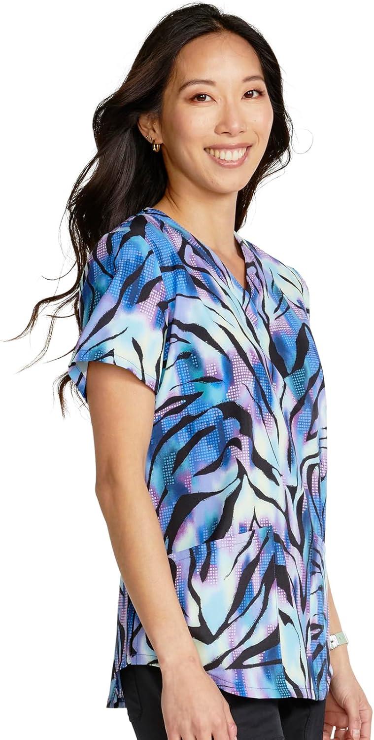 imageCherokee Prints Women Scrubs Top VNeck Print CK662Wild Abstract