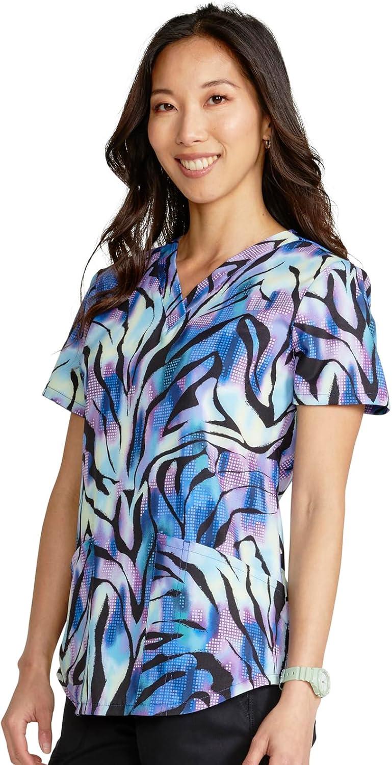 imageCherokee Prints Women Scrubs Top VNeck Print CK662Wild Abstract