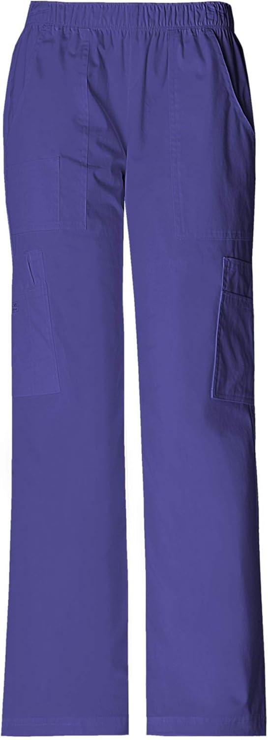 imageCherokee Scrub Pants for Women Mid Rise PullOn Cargo Medical Uniform 7 Pocket Elastic Waist Adjustable Hem Stretch 4005Grape