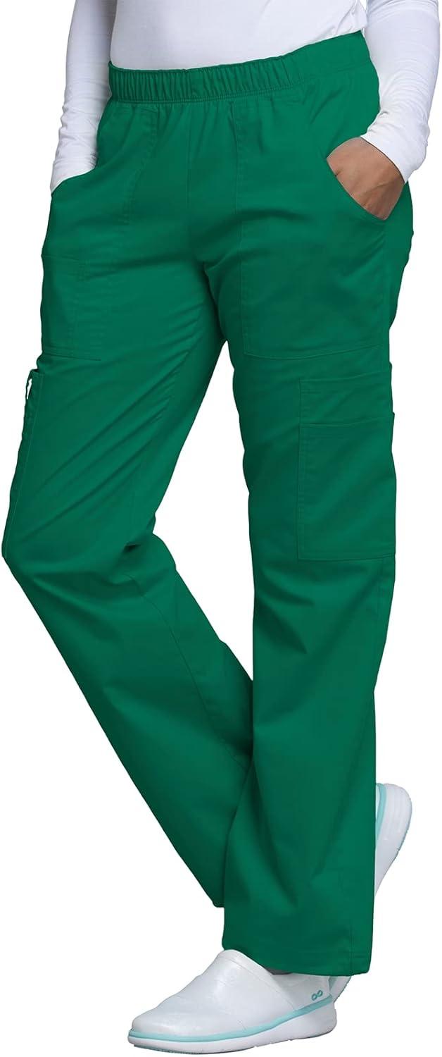 imageCherokee Scrub Pants for Women Mid Rise PullOn Cargo Medical Uniform 7 Pocket Elastic Waist Adjustable Hem Stretch 4005Hunter