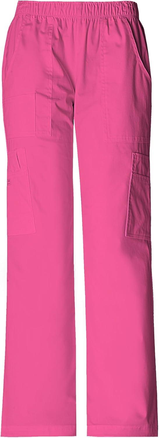 imageCherokee Scrub Pants for Women Mid Rise PullOn Cargo Medical Uniform 7 Pocket Elastic Waist Adjustable Hem Stretch 4005Shocking Pink