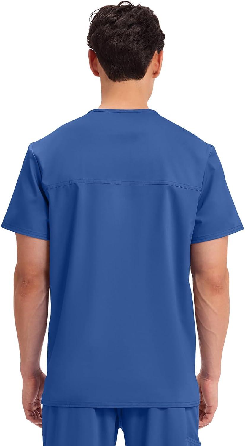 imageCherokee Scrub Set For Men VNeck 3 Pocket Top WW670 with Modern Fit 7 Pocket Tapered Leg Pant WW140Galaxy Blue