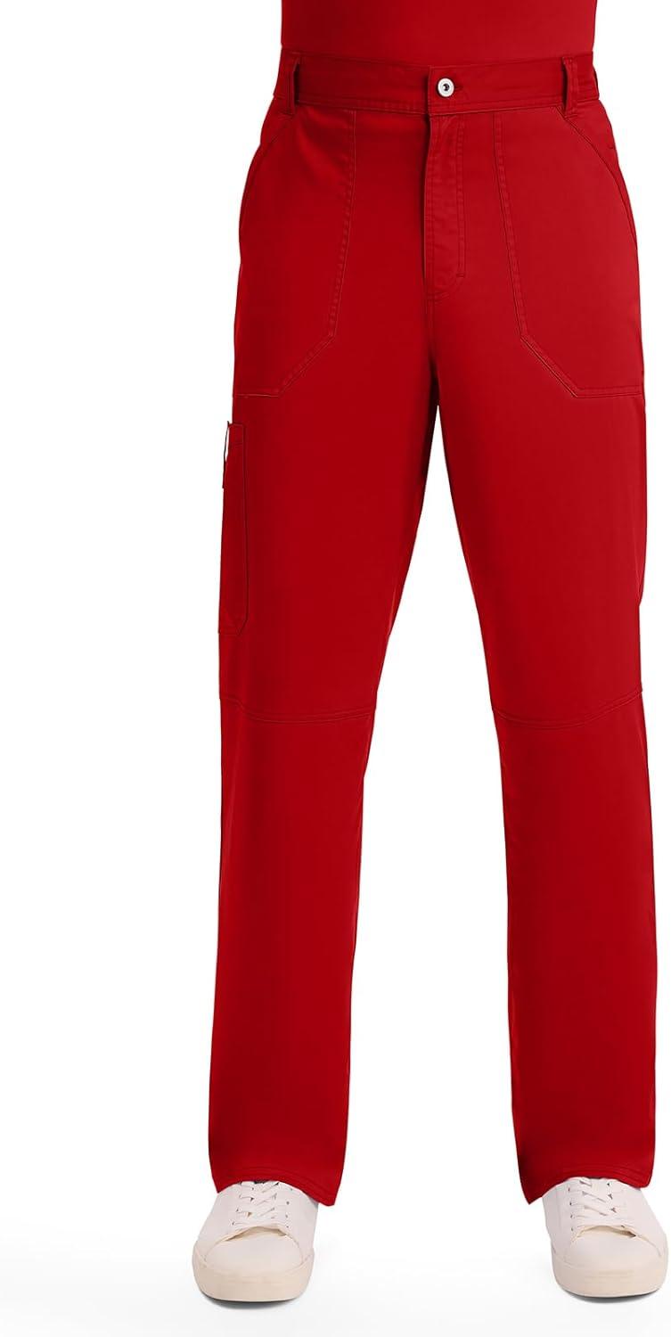 imageCherokee Scrub Set For Men VNeck 3 Pocket Top WW670 with Modern Fit 7 Pocket Tapered Leg Pant WW140Red