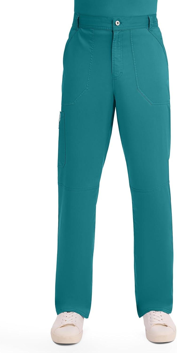 imageCherokee Scrub Set For Men VNeck 3 Pocket Top WW670 with Modern Fit 7 Pocket Tapered Leg Pant WW140Teal Blue
