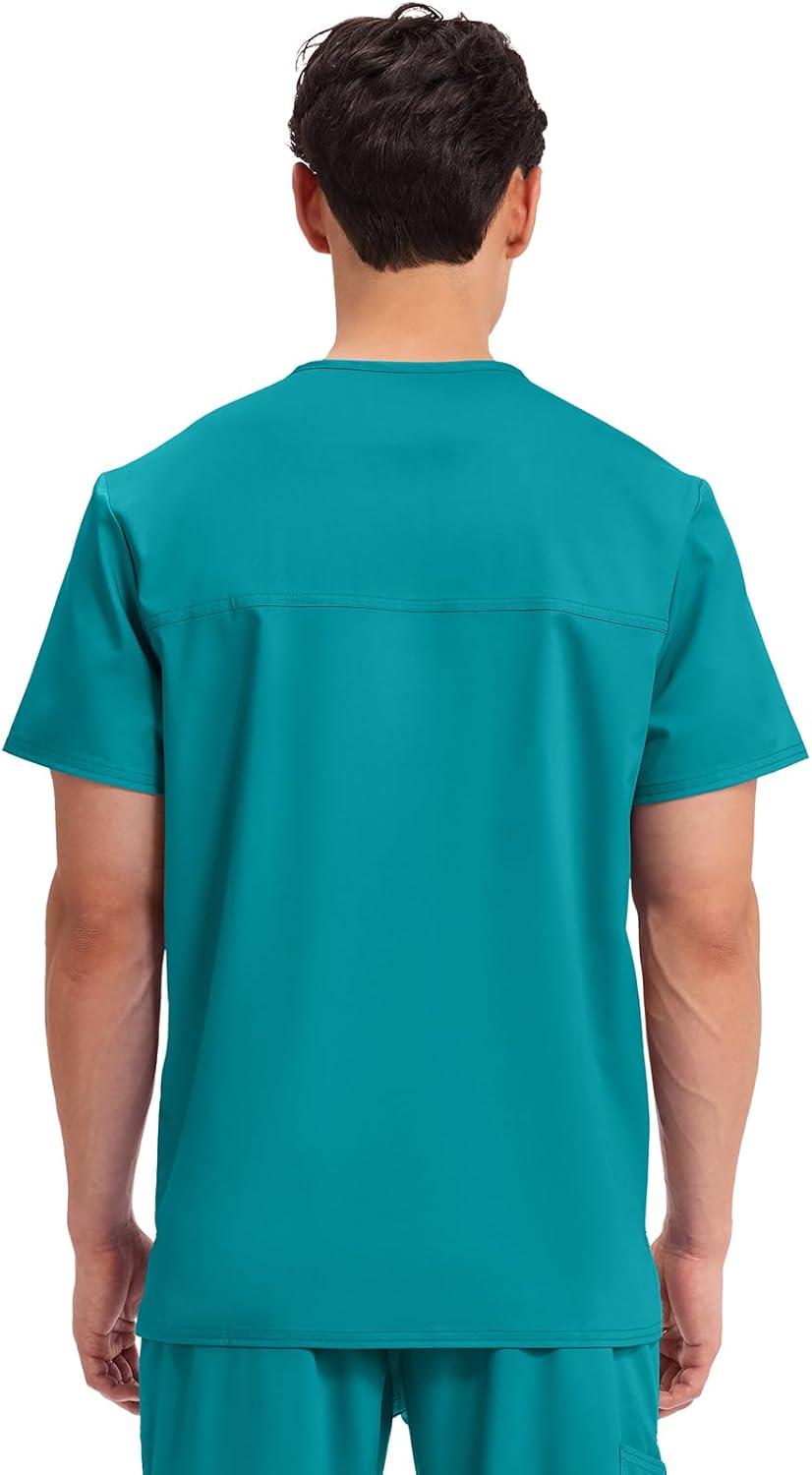 imageCherokee Scrub Set For Men VNeck 3 Pocket Top WW670 with Modern Fit 7 Pocket Tapered Leg Pant WW140Teal Blue