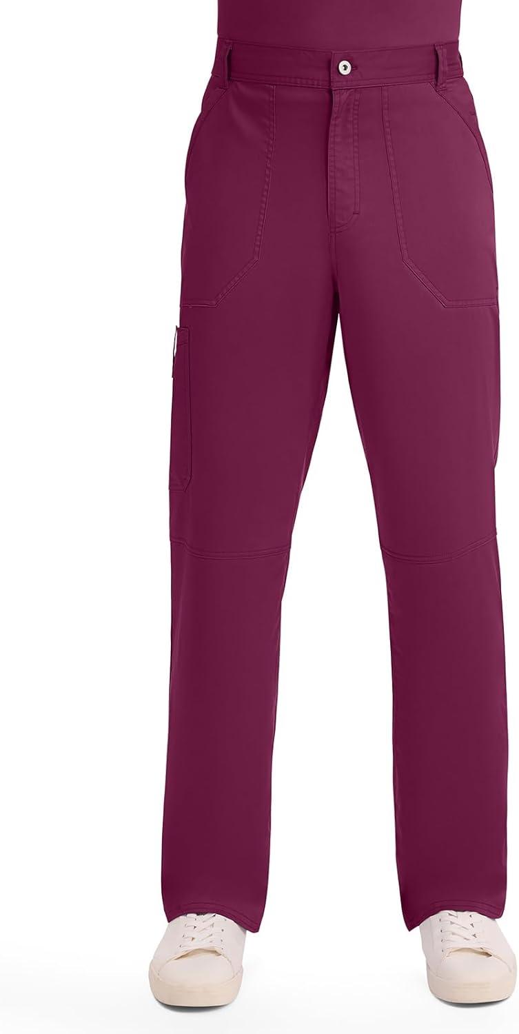 imageCherokee Scrub Set For Men VNeck 3 Pocket Top WW670 with Modern Fit 7 Pocket Tapered Leg Pant WW140Wine