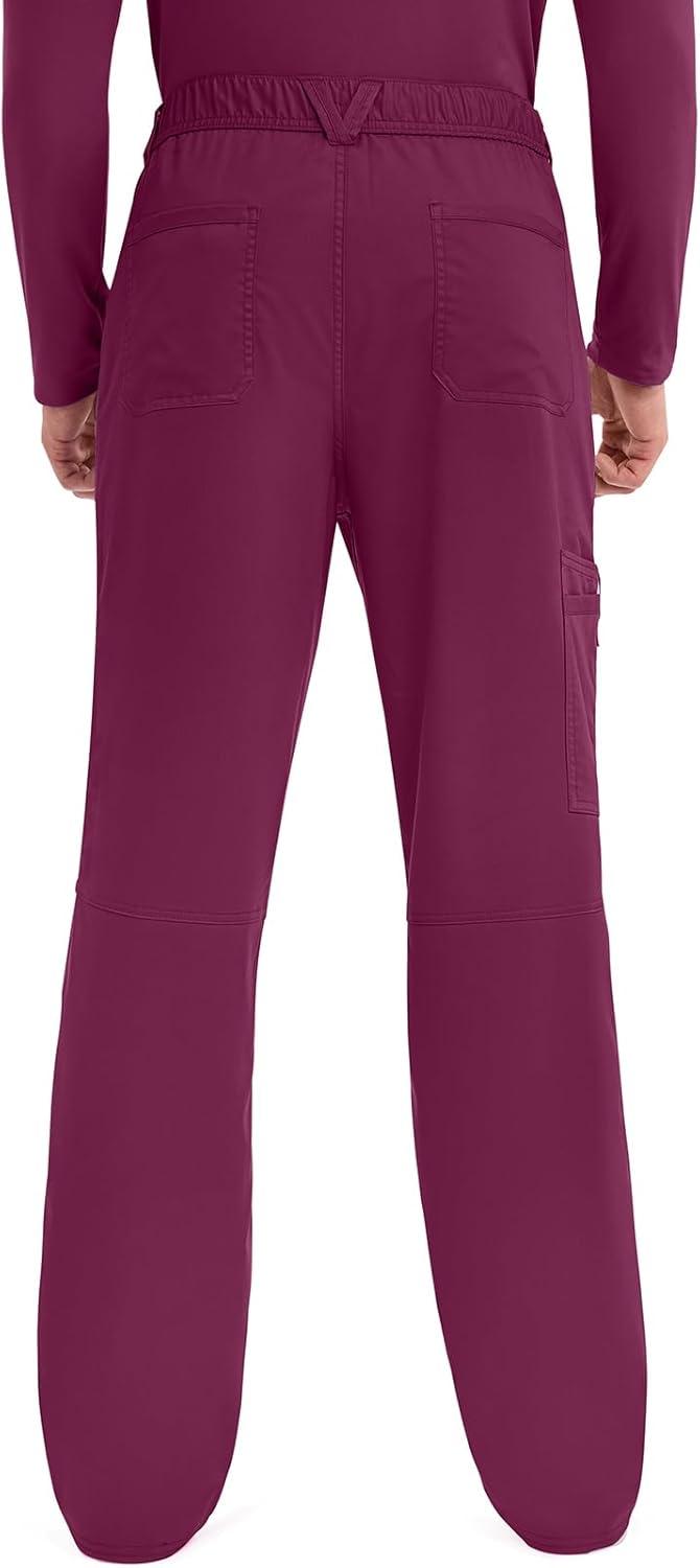 imageCherokee Scrub Set For Men VNeck 3 Pocket Top WW670 with Modern Fit 7 Pocket Tapered Leg Pant WW140Wine