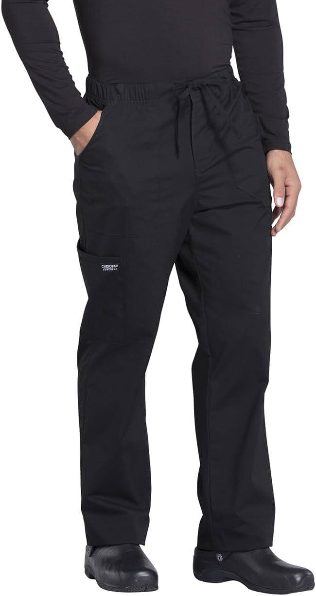 imageCherokee Scrub Set for Men VNeck Top amp Fly Front Tapered Leg Cargo Pant with 9 Pockets amp 2Way Stretch Fabric CK00042CBlack
