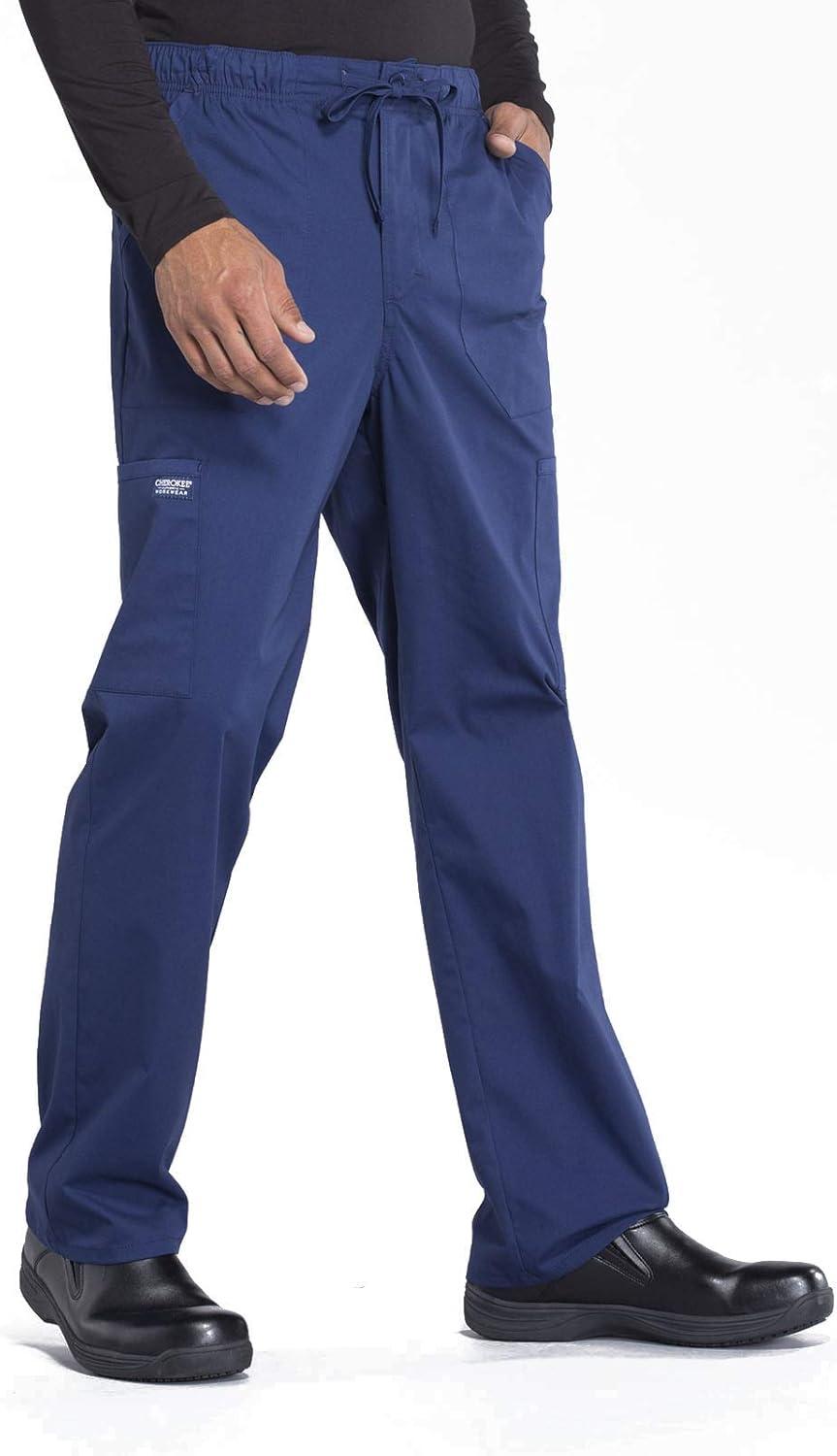 imageCherokee Scrub Set for Men VNeck Top amp Fly Front Tapered Leg Cargo Pant with 9 Pockets amp 2Way Stretch Fabric CK00042CNavy