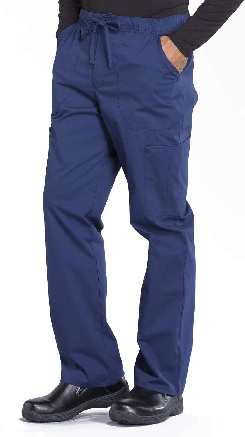 imageCherokee Scrub Set for Men VNeck Top amp Fly Front Tapered Leg Cargo Pant with 9 Pockets amp 2Way Stretch Fabric CK00042CNavy