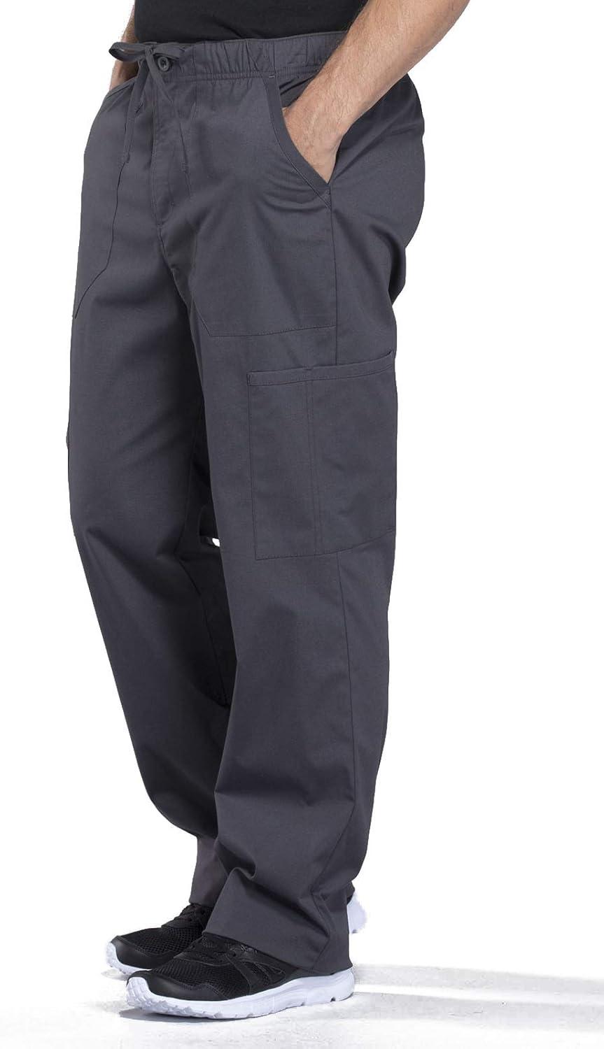 imageCherokee Scrub Set for Men VNeck Top amp Fly Front Tapered Leg Cargo Pant with 9 Pockets amp 2Way Stretch Fabric CK00042CPewter