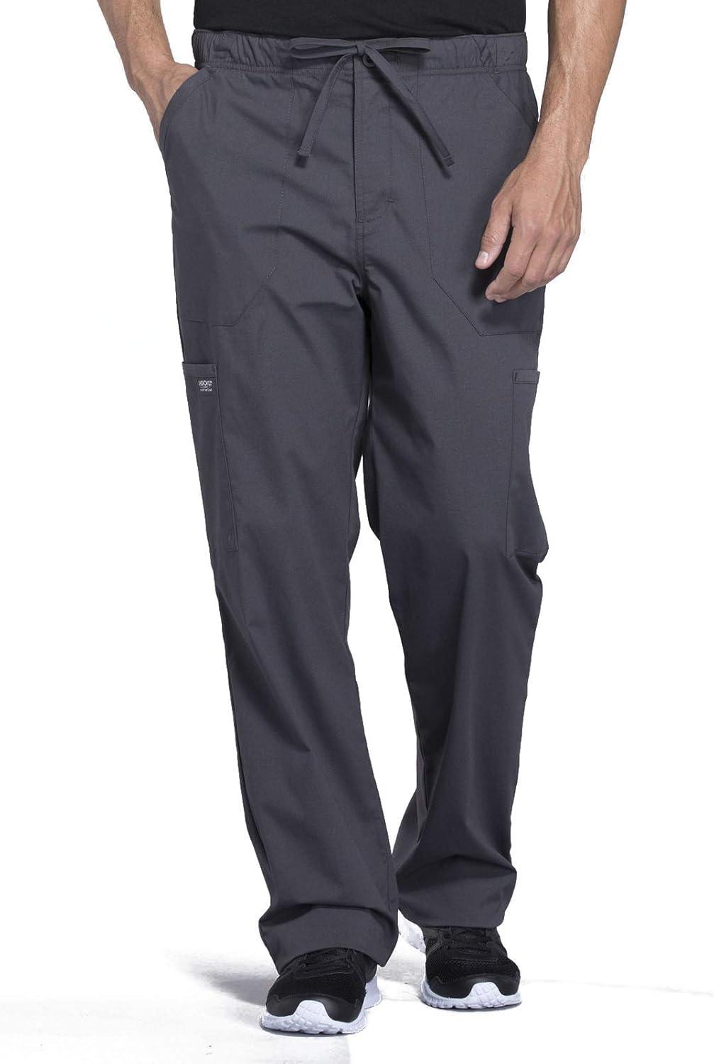 imageCherokee Scrub Set for Men VNeck Top amp Fly Front Tapered Leg Cargo Pant with 9 Pockets amp 2Way Stretch Fabric CK00042CPewter