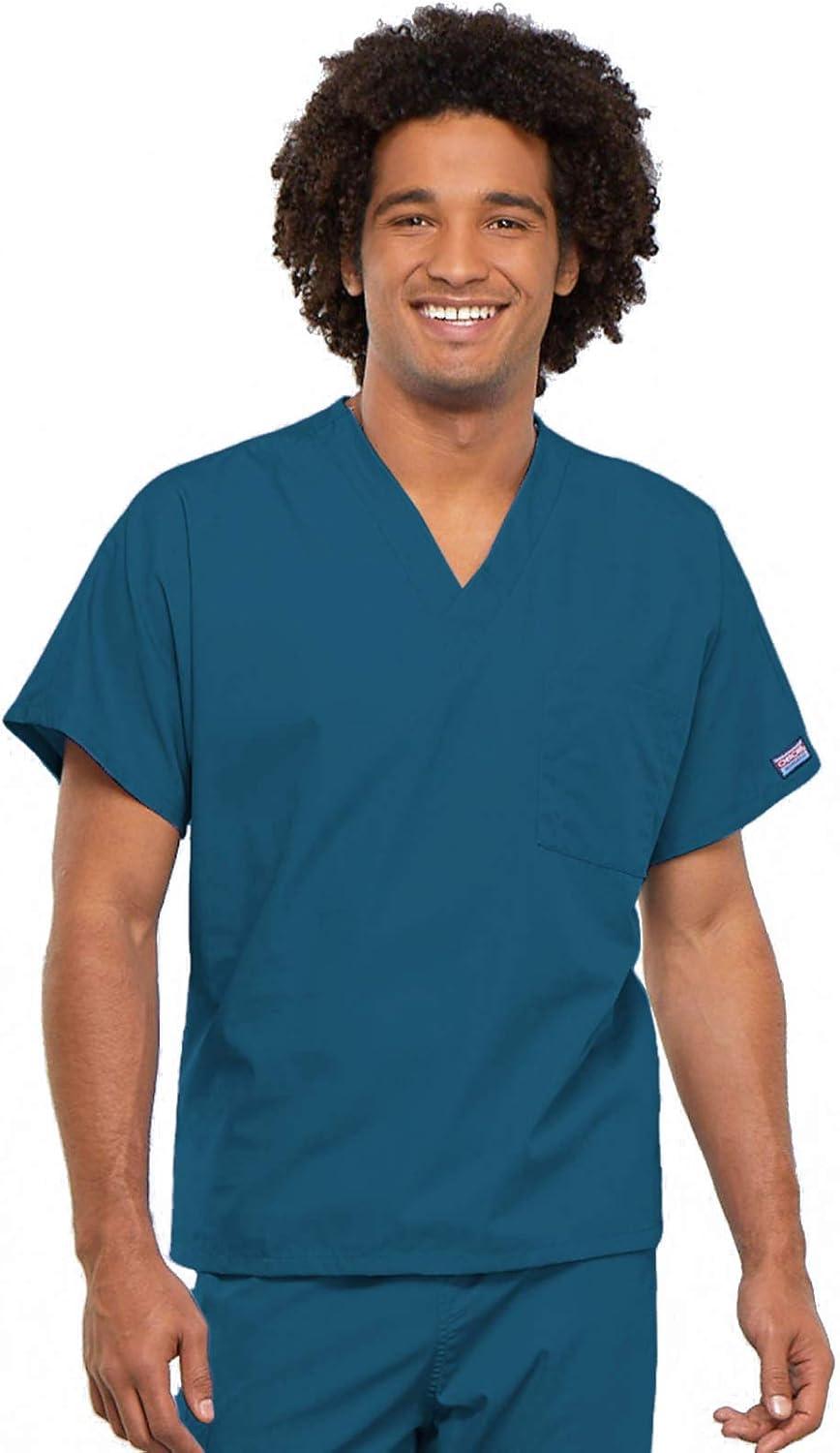 imageCherokee Scrub Set for Men and Women Traditional Fit VNeck Scrub Top 4777 with Natural Rise Elastic Waist Pant 4000Caribbean Blue
