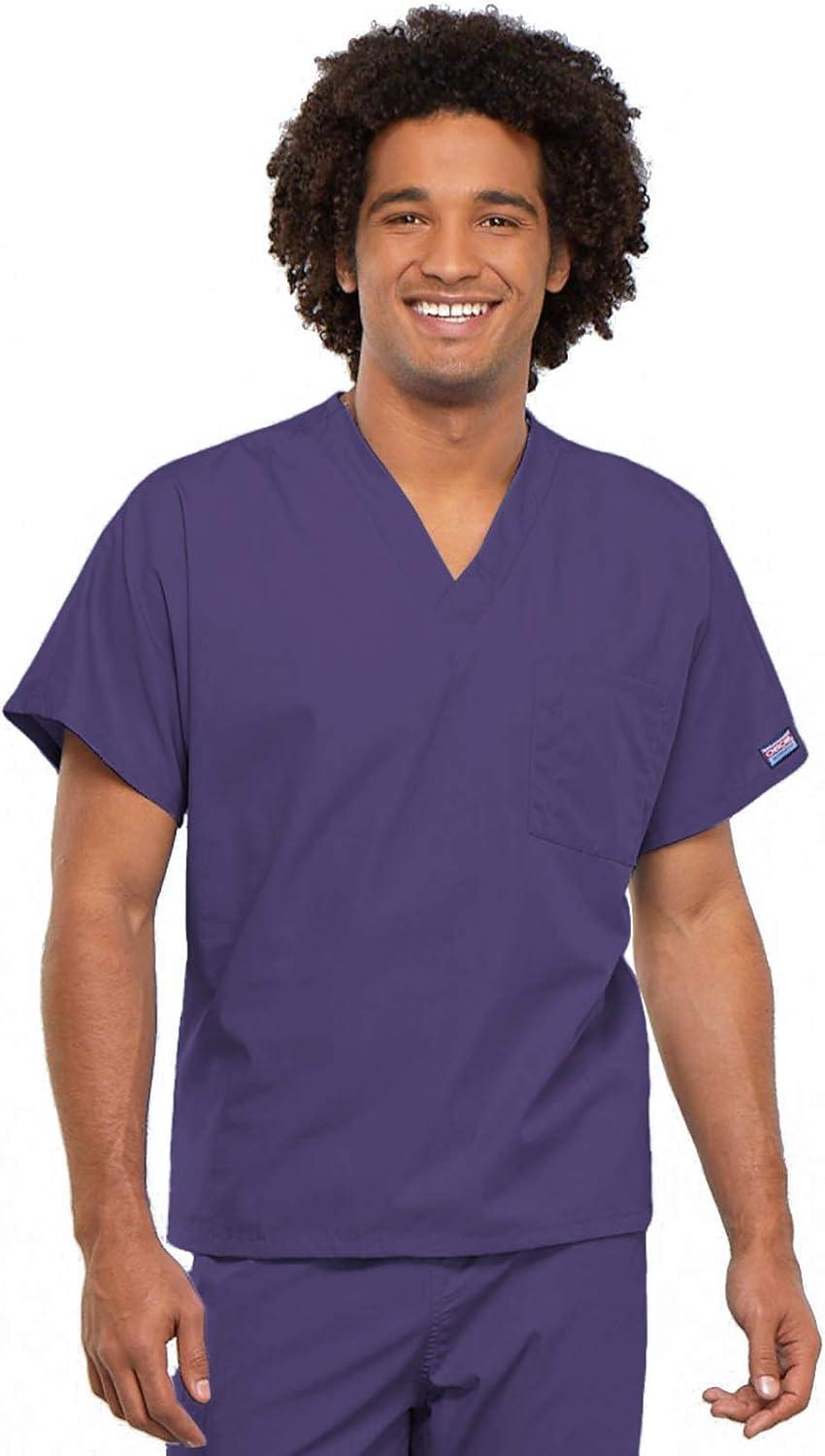 imageCherokee Scrub Set for Men and Women Traditional Fit VNeck Scrub Top 4777 with Natural Rise Elastic Waist Pant 4000Grape