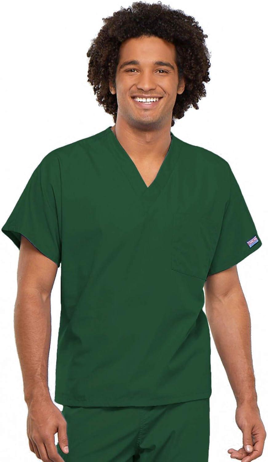 imageCherokee Scrub Set for Men and Women Traditional Fit VNeck Scrub Top 4777 with Natural Rise Elastic Waist Pant 4000Hunter Green