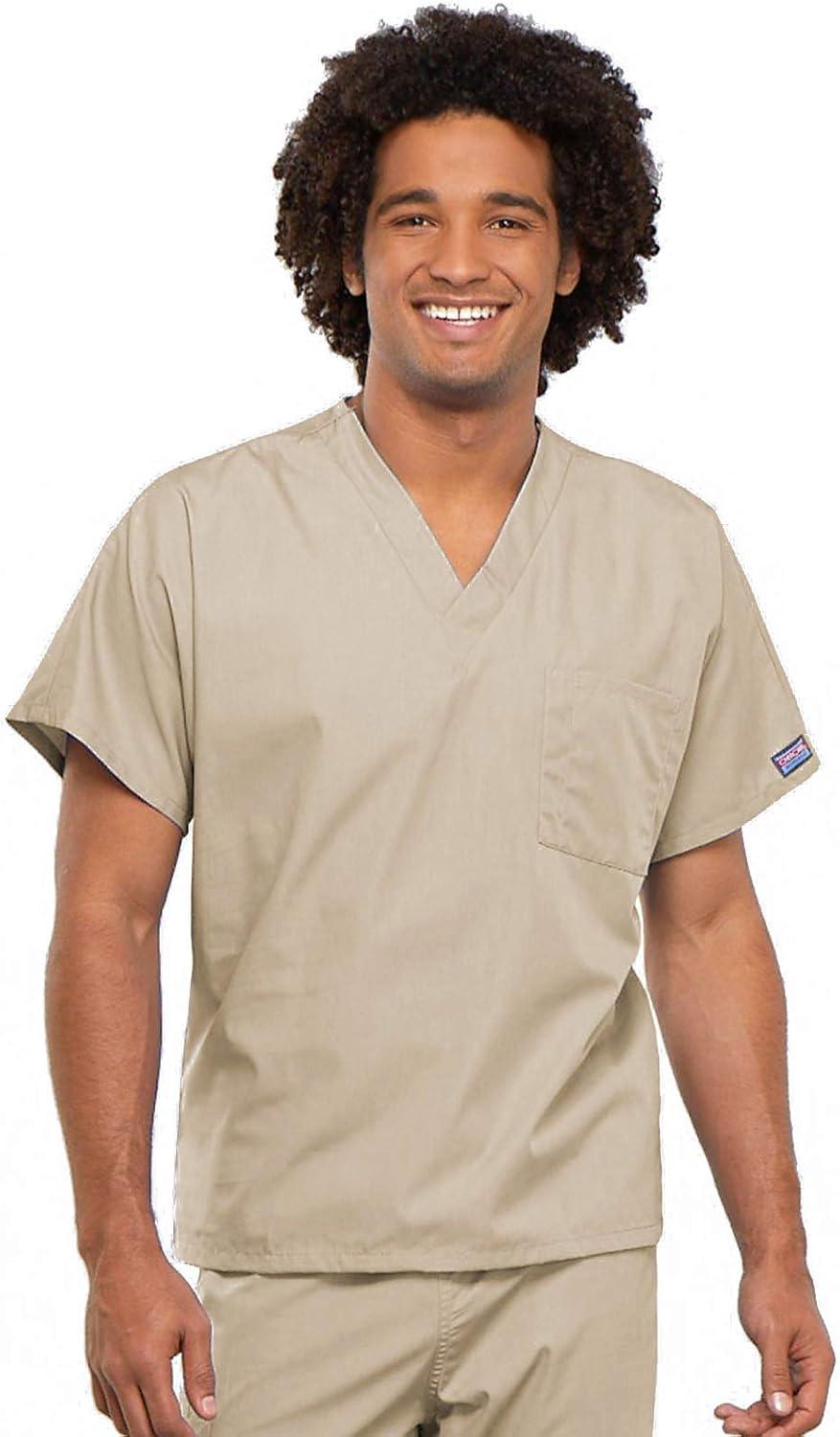 imageCherokee Scrub Set for Men and Women Traditional Fit VNeck Scrub Top 4777 with Natural Rise Elastic Waist Pant 4000Khaki