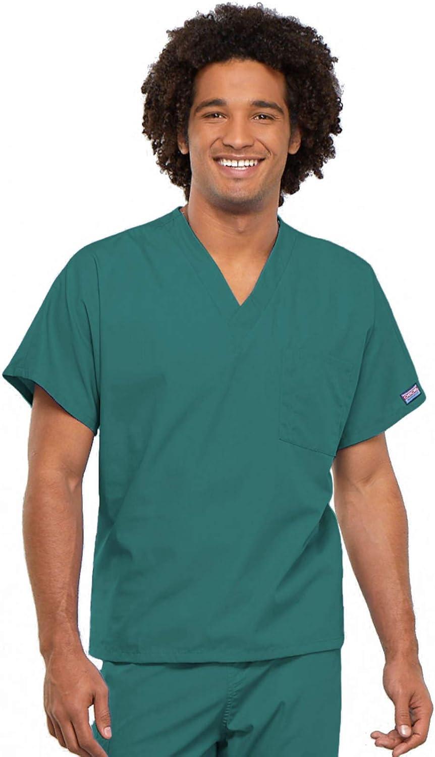 imageCherokee Scrub Set for Men and Women Traditional Fit VNeck Scrub Top 4777 with Natural Rise Elastic Waist Pant 4000Teal Blue