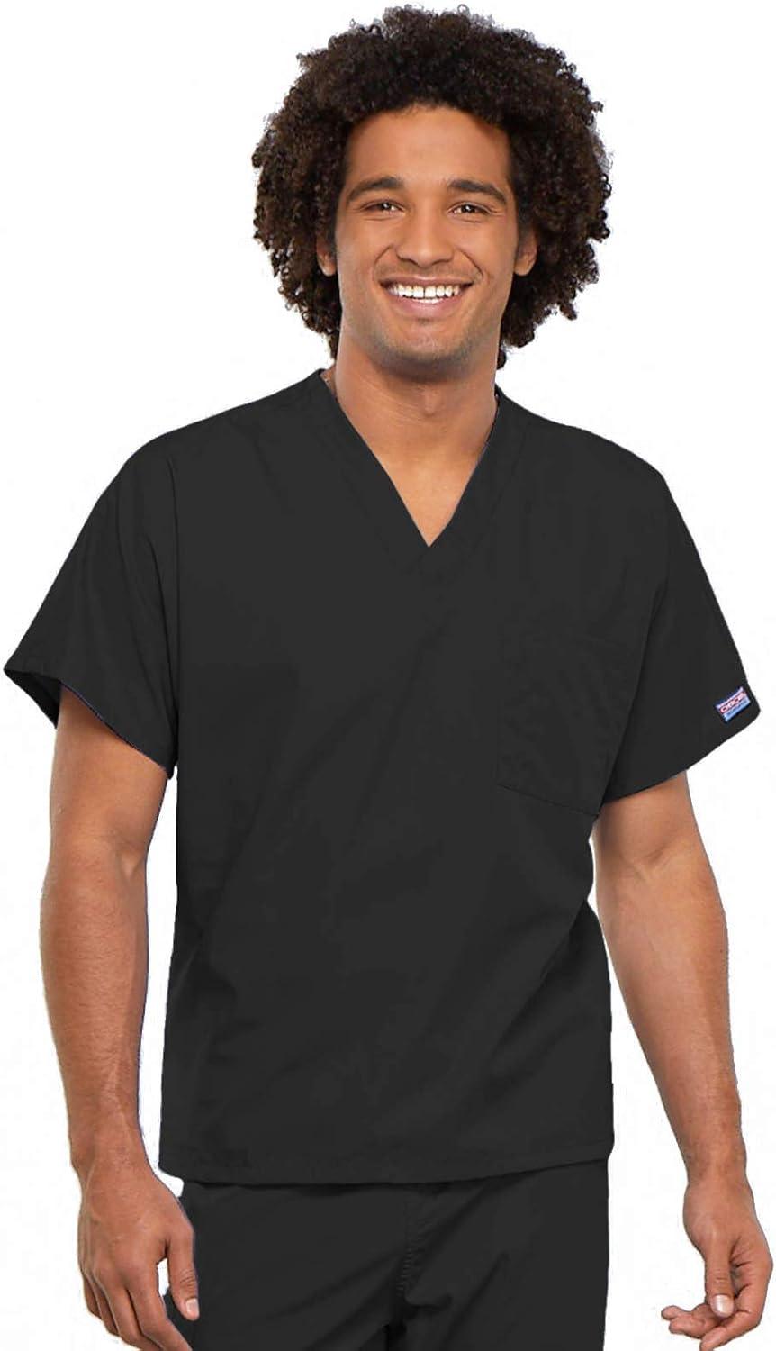 imageCherokee Scrub Set for Men and Women from Traditional Fit VNeck Top 4777 with Natural Rise Drawstring Cargo Pant 4100Black