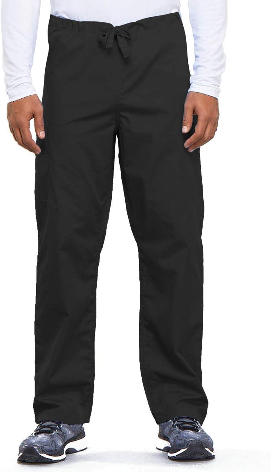 imageCherokee Scrub Set for Men and Women from Traditional Fit VNeck Top 4777 with Natural Rise Drawstring Cargo Pant 4100Black
