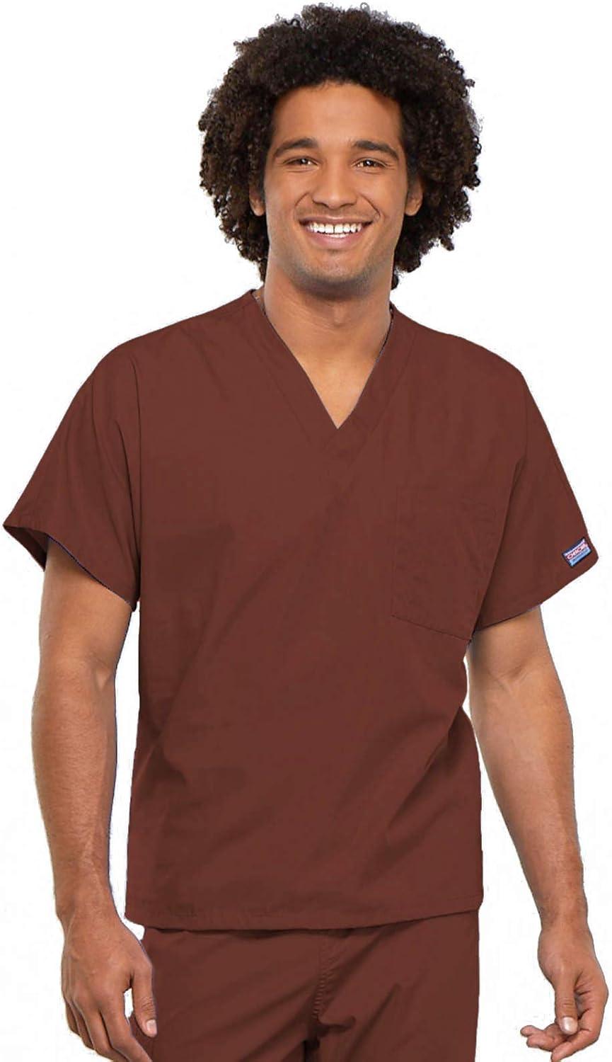 imageCherokee Scrub Set for Men and Women from Traditional Fit VNeck Top 4777 with Natural Rise Drawstring Cargo Pant 4100Chocolate