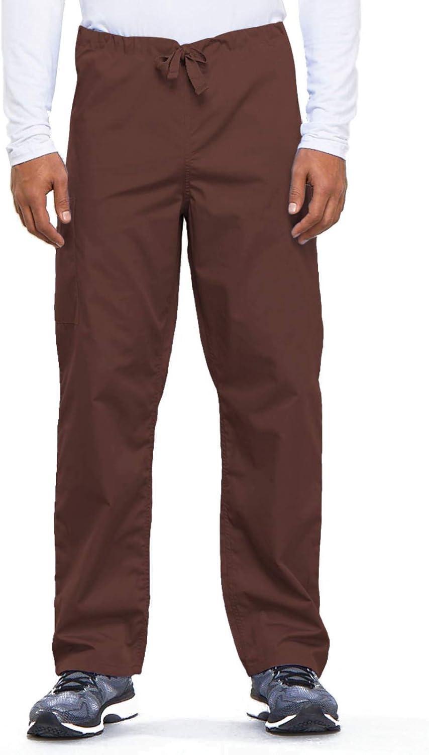 imageCherokee Scrub Set for Men and Women from Traditional Fit VNeck Top 4777 with Natural Rise Drawstring Cargo Pant 4100Chocolate