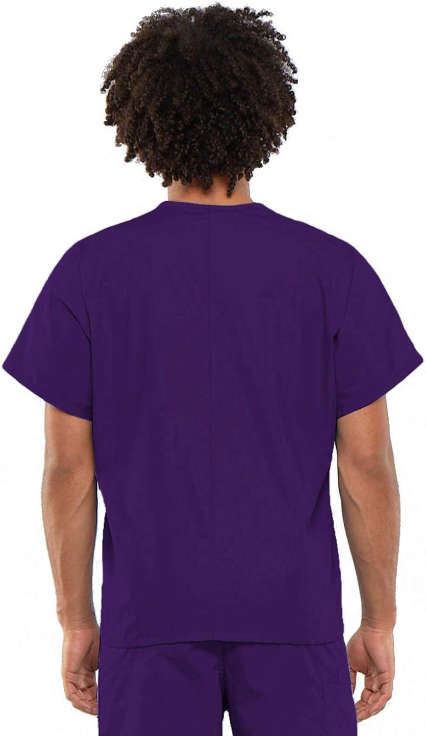 imageCherokee Scrub Set for Men and Women from Traditional Fit VNeck Top 4777 with Natural Rise Drawstring Cargo Pant 4100Eggplant