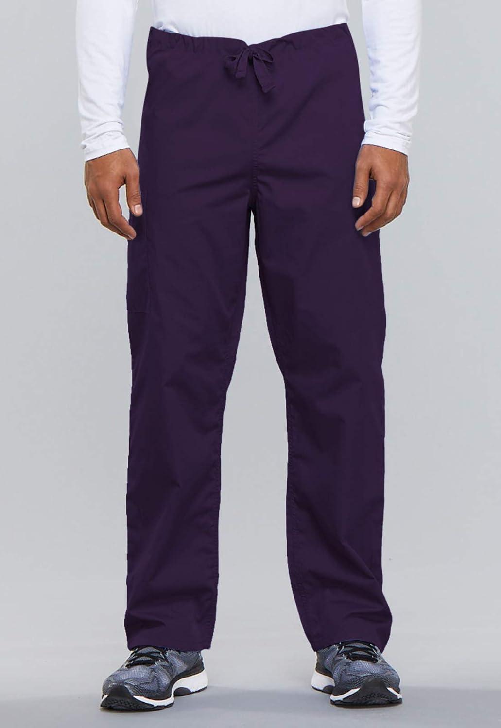 imageCherokee Scrub Set for Men and Women from Traditional Fit VNeck Top 4777 with Natural Rise Drawstring Cargo Pant 4100Eggplant