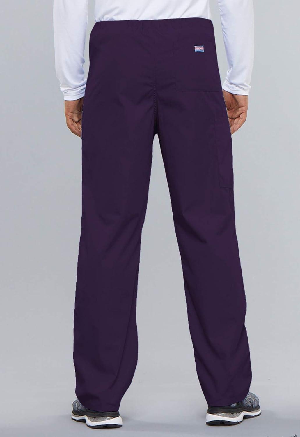 imageCherokee Scrub Set for Men and Women from Traditional Fit VNeck Top 4777 with Natural Rise Drawstring Cargo Pant 4100Eggplant