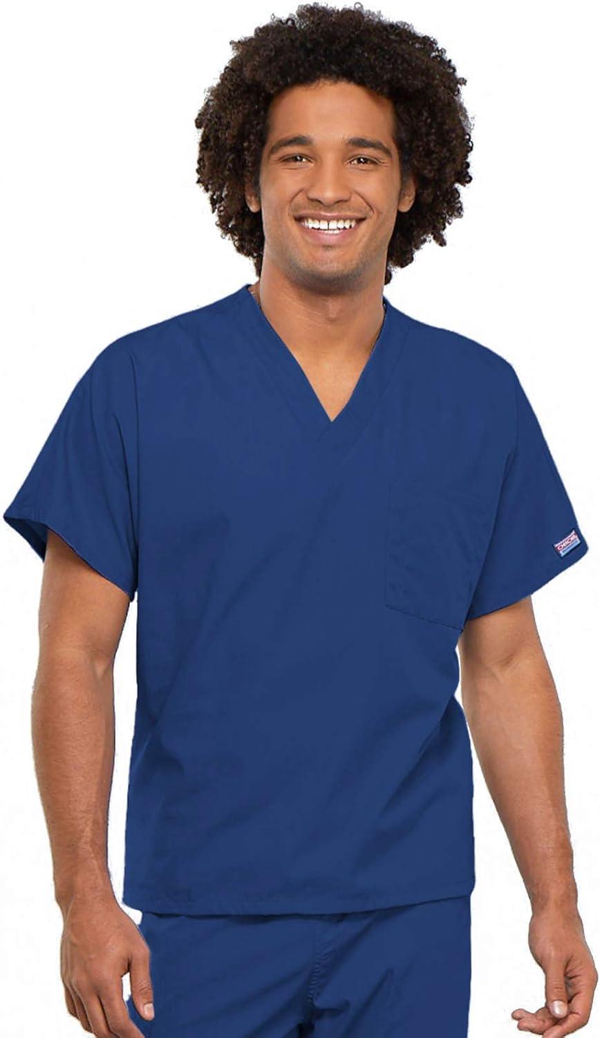 imageCherokee Scrub Set for Men and Women from Traditional Fit VNeck Top 4777 with Natural Rise Drawstring Cargo Pant 4100Galaxy Blue