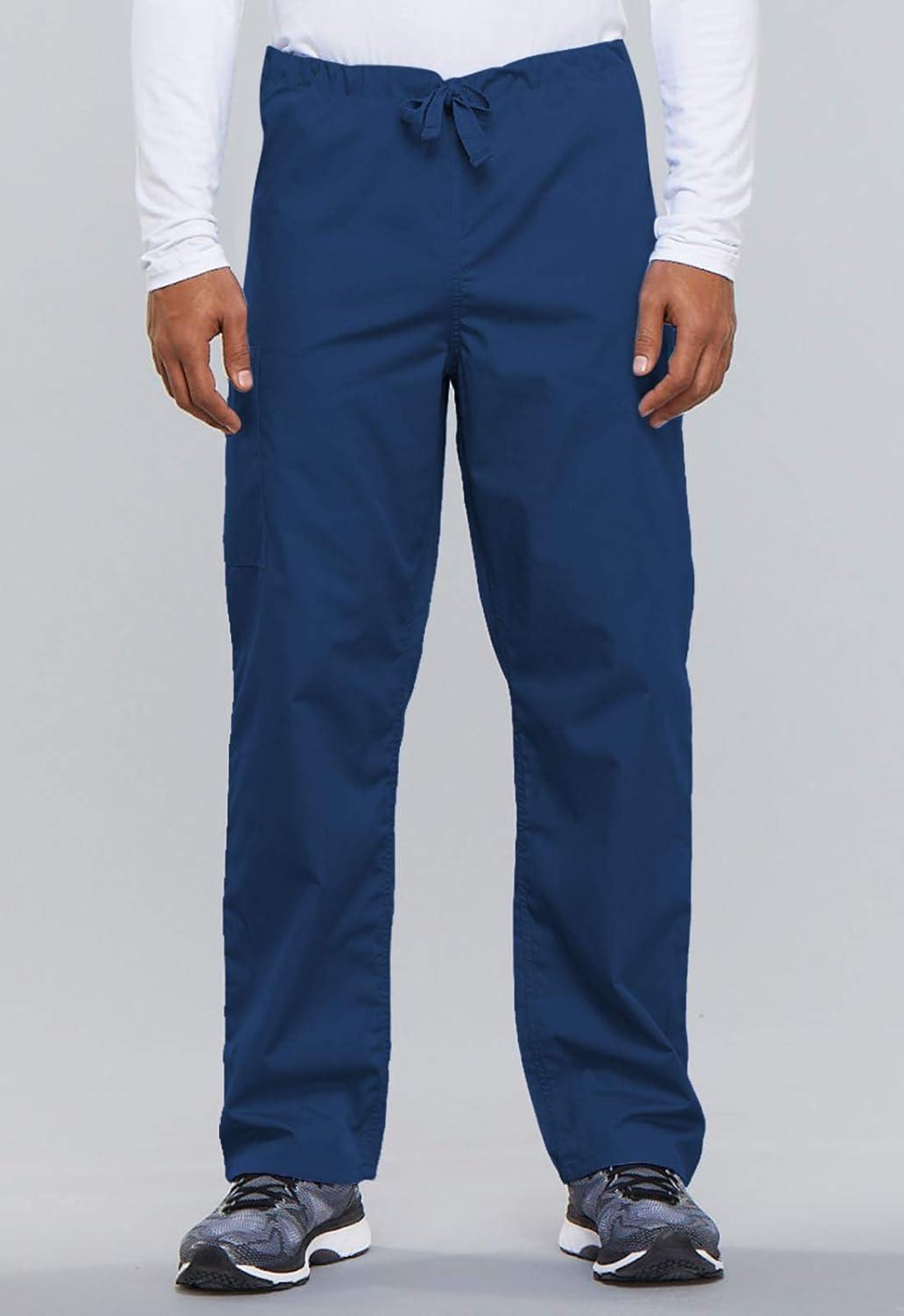 imageCherokee Scrub Set for Men and Women from Traditional Fit VNeck Top 4777 with Natural Rise Drawstring Cargo Pant 4100Galaxy Blue