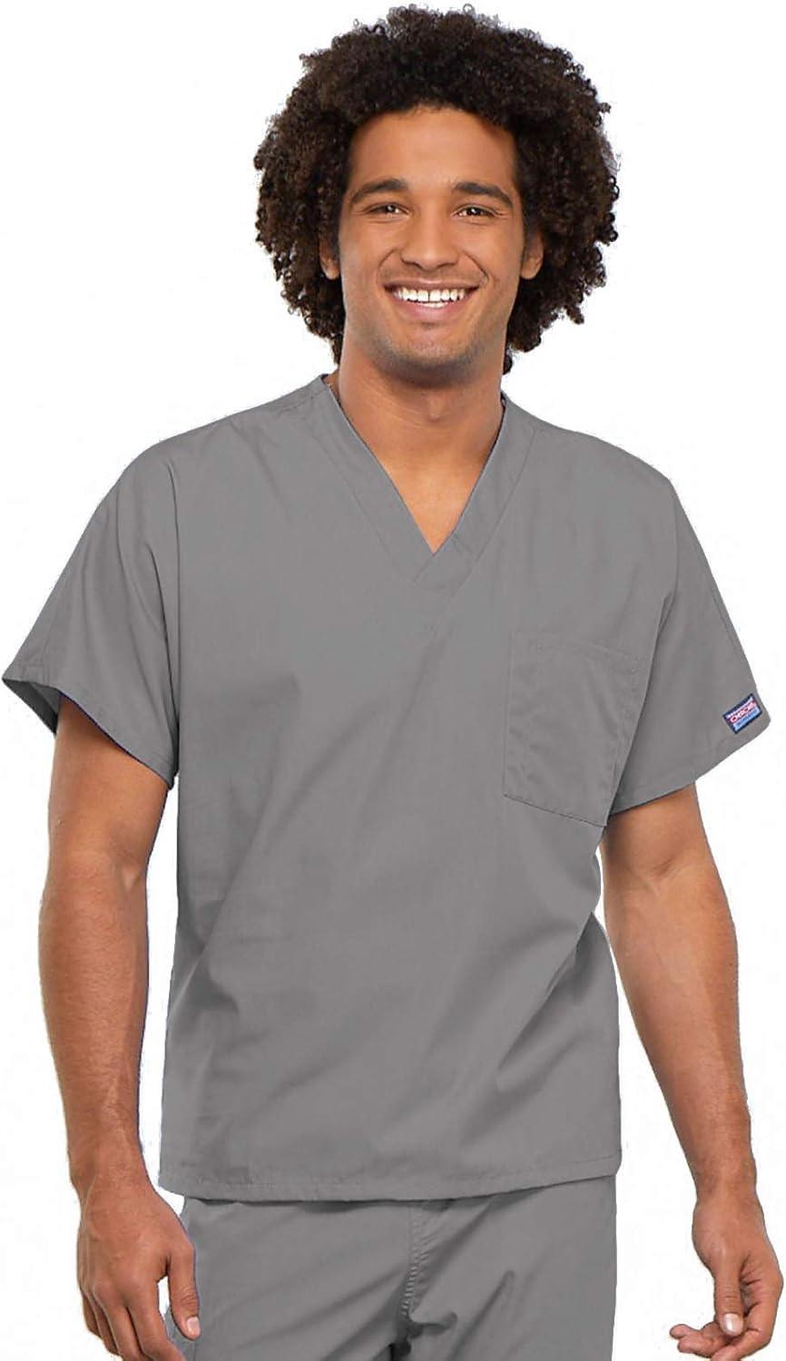 imageCherokee Scrub Set for Men and Women from Traditional Fit VNeck Top 4777 with Natural Rise Drawstring Cargo Pant 4100Grey
