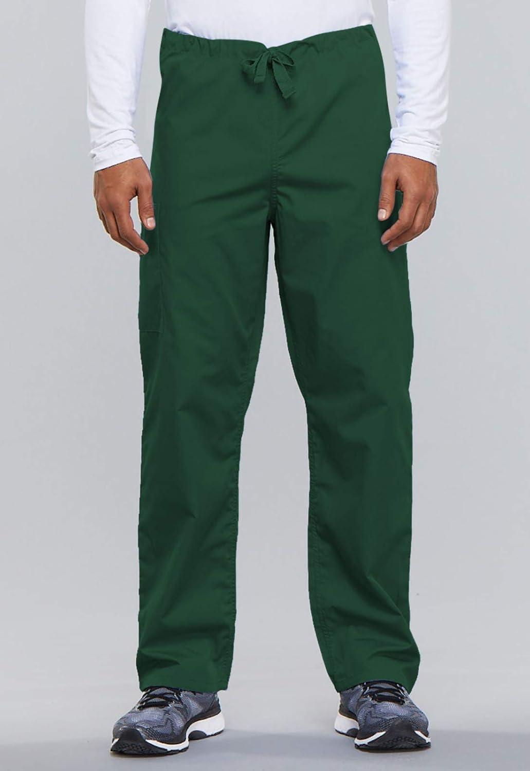 imageCherokee Scrub Set for Men and Women from Traditional Fit VNeck Top 4777 with Natural Rise Drawstring Cargo Pant 4100Hunter Green