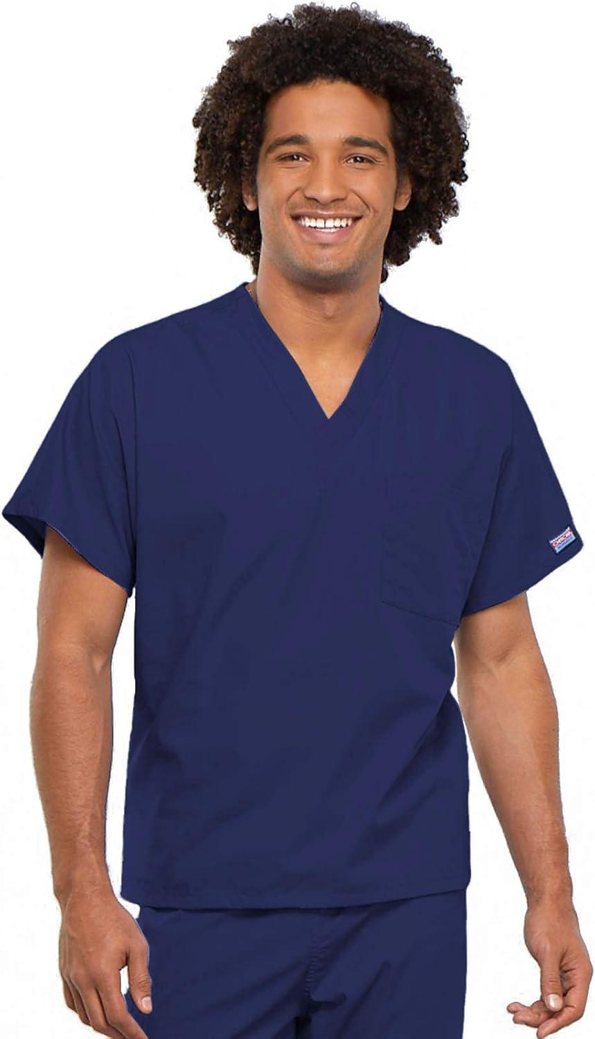imageCherokee Scrub Set for Men and Women from Traditional Fit VNeck Top 4777 with Natural Rise Drawstring Cargo Pant 4100Navy
