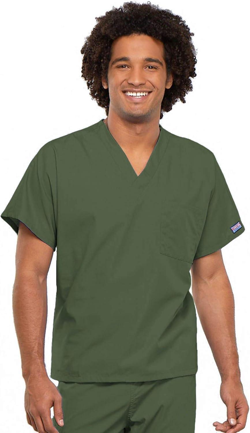 imageCherokee Scrub Set for Men and Women from Traditional Fit VNeck Top 4777 with Natural Rise Drawstring Cargo Pant 4100Olive