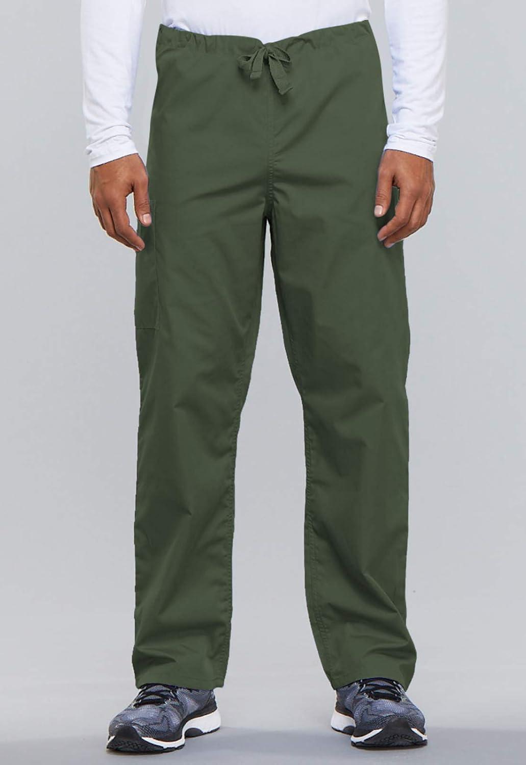 imageCherokee Scrub Set for Men and Women from Traditional Fit VNeck Top 4777 with Natural Rise Drawstring Cargo Pant 4100Olive
