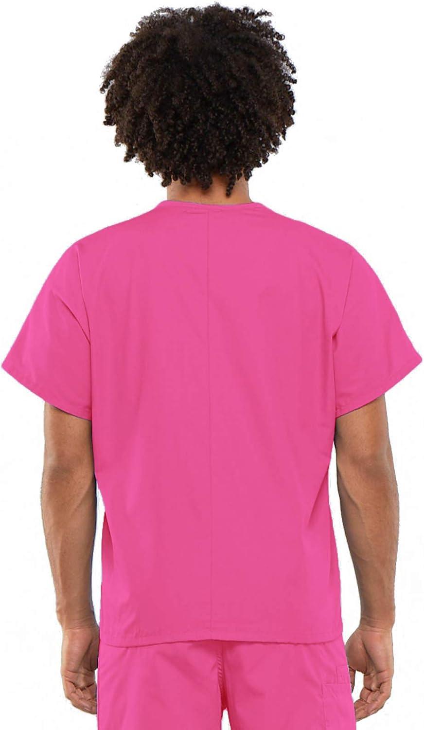 imageCherokee Scrub Set for Men and Women from Traditional Fit VNeck Top 4777 with Natural Rise Drawstring Cargo Pant 4100Shocking Pink