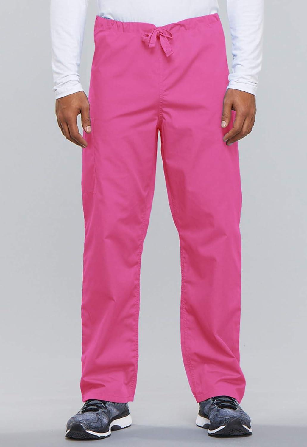 imageCherokee Scrub Set for Men and Women from Traditional Fit VNeck Top 4777 with Natural Rise Drawstring Cargo Pant 4100Shocking Pink