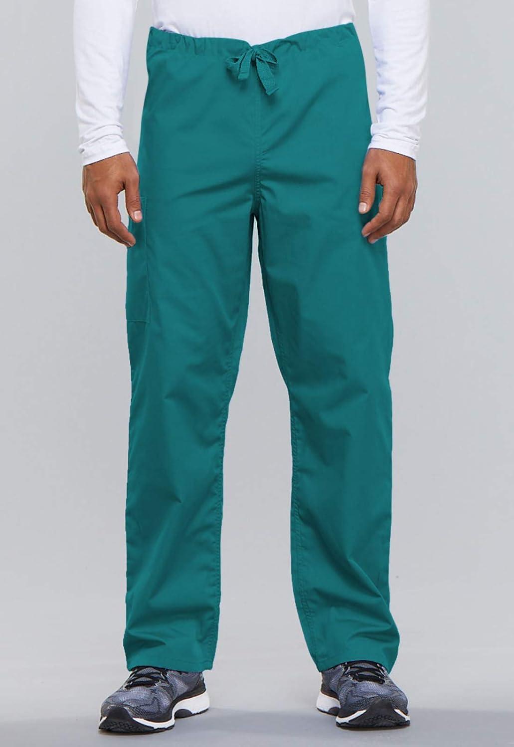 imageCherokee Scrub Set for Men and Women from Traditional Fit VNeck Top 4777 with Natural Rise Drawstring Cargo Pant 4100Teal Blue