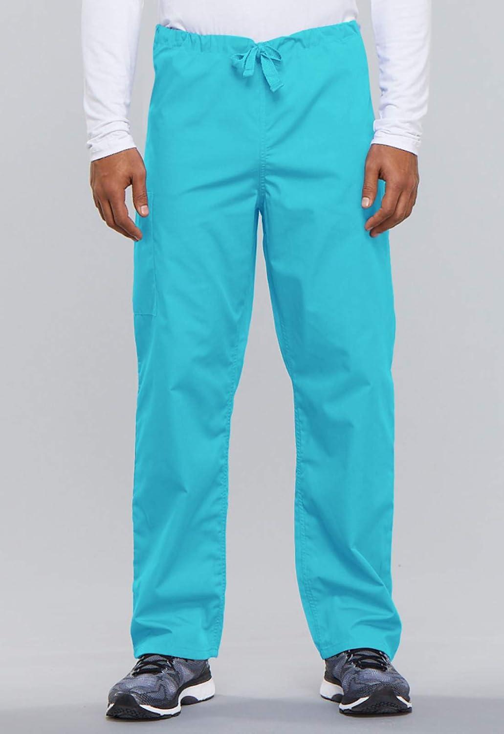 imageCherokee Scrub Set for Men and Women from Traditional Fit VNeck Top 4777 with Natural Rise Drawstring Cargo Pant 4100Turquoise
