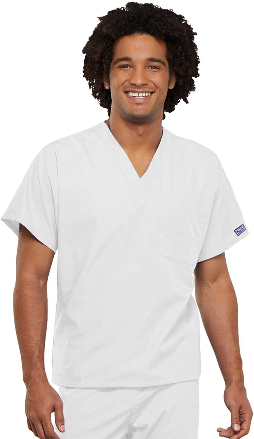 imageCherokee Scrub Set for Men and Women from Traditional Fit VNeck Top 4777 with Natural Rise Drawstring Cargo Pant 4100White
