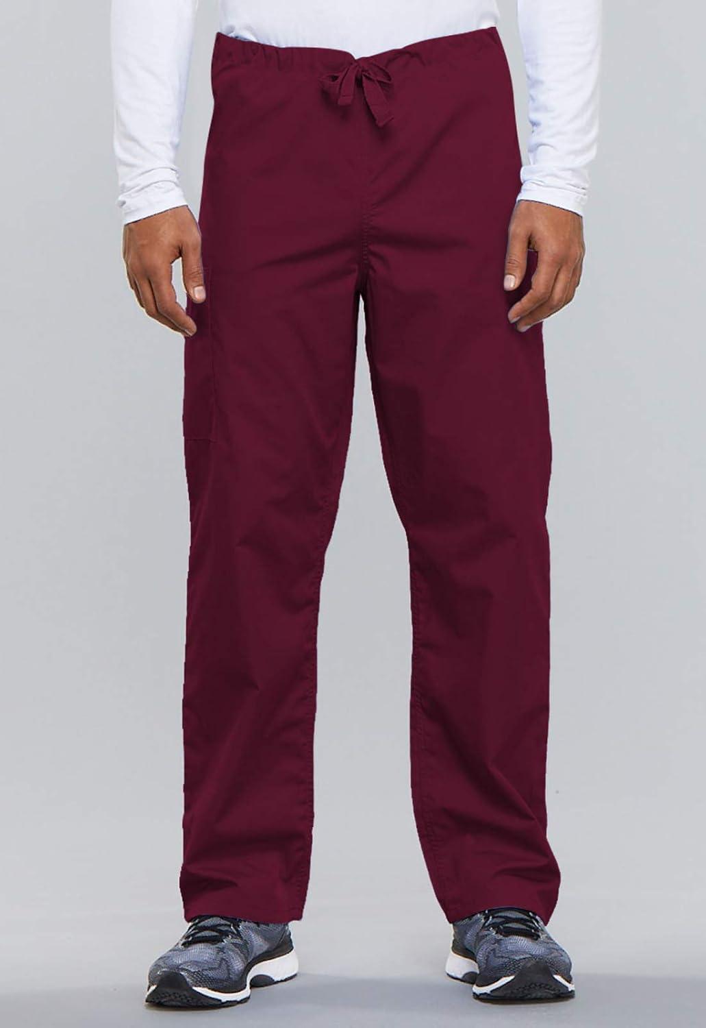 imageCherokee Scrub Set for Men and Women from Traditional Fit VNeck Top 4777 with Natural Rise Drawstring Cargo Pant 4100Wine