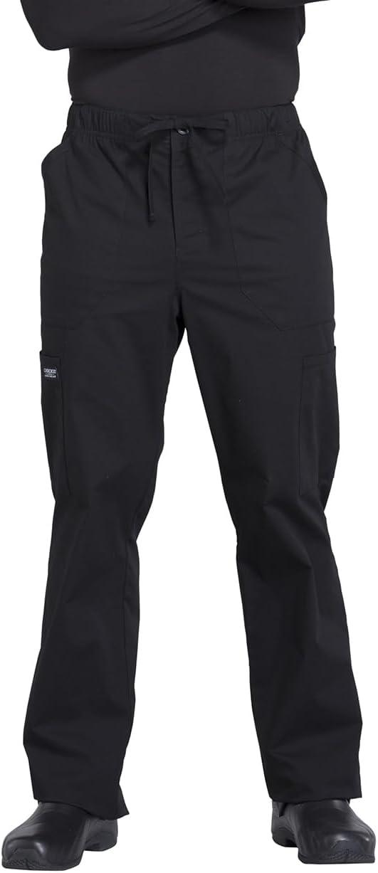 imageCherokee Scrub Set for Men from 4 Pocket VNeck Scrub Top WW695 with 5 Pocket Tapered Leg Fly Front Cargo Pant WW190Black