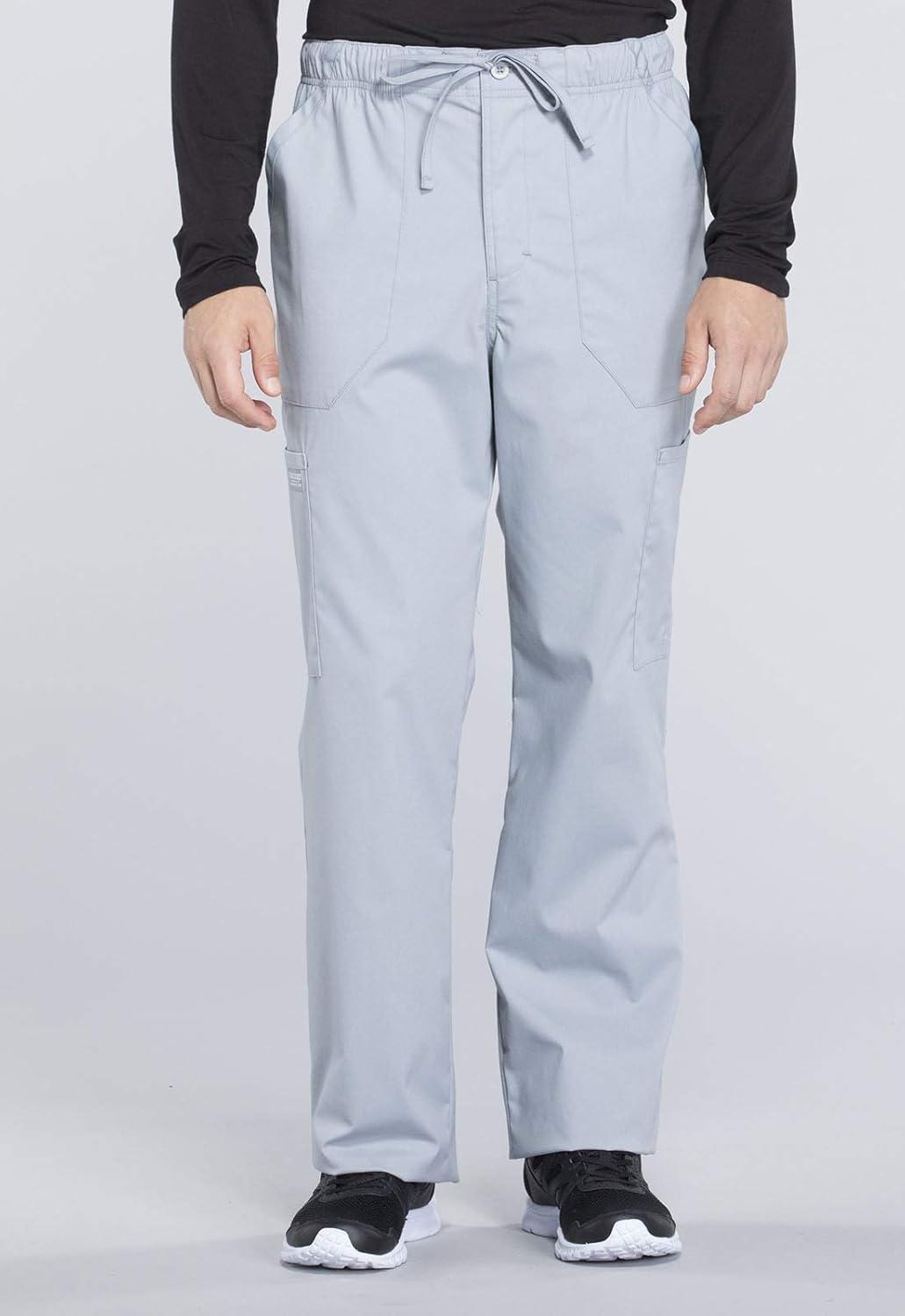 imageCherokee Scrub Set for Men from 4 Pocket VNeck Scrub Top WW695 with 5 Pocket Tapered Leg Fly Front Cargo Pant WW190Grey
