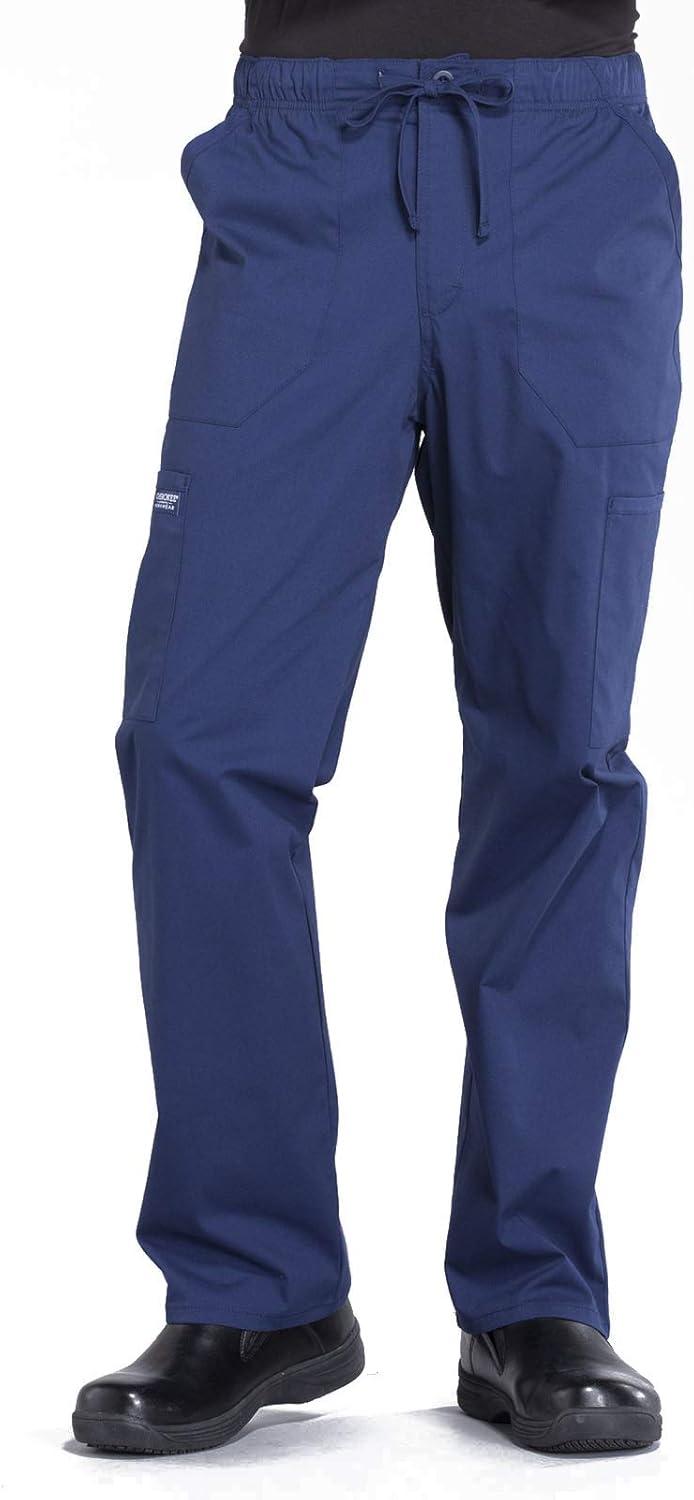 imageCherokee Scrub Set for Men from 4 Pocket VNeck Scrub Top WW695 with 5 Pocket Tapered Leg Fly Front Cargo Pant WW190Navy