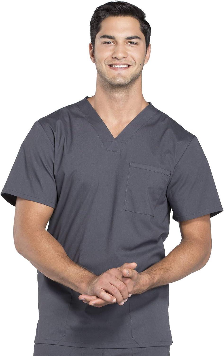 imageCherokee Scrub Set for Men from 4 Pocket VNeck Scrub Top WW695 with 5 Pocket Tapered Leg Fly Front Cargo Pant WW190Pewter