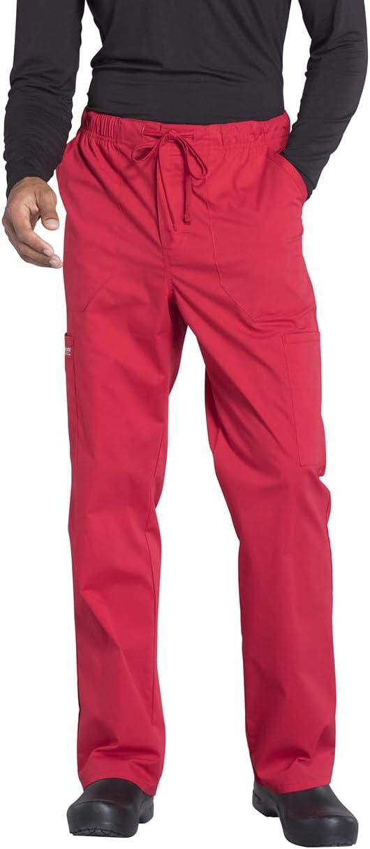 imageCherokee Scrub Set for Men from 4 Pocket VNeck Scrub Top WW695 with 5 Pocket Tapered Leg Fly Front Cargo Pant WW190Red