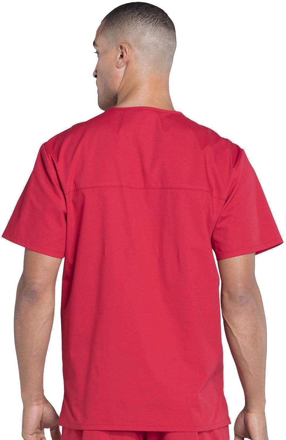 imageCherokee Scrub Set for Men from 4 Pocket VNeck Scrub Top WW695 with 5 Pocket Tapered Leg Fly Front Cargo Pant WW190Red